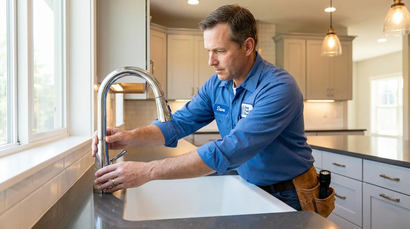 Kitchen faucet installation by Johns Plumbing LLC in Bondsville