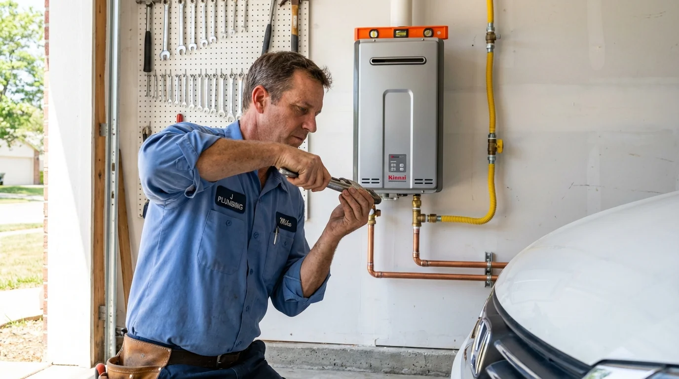 Tankless water heater installation by a Johns Plumbing LLC plumber in Bondsville